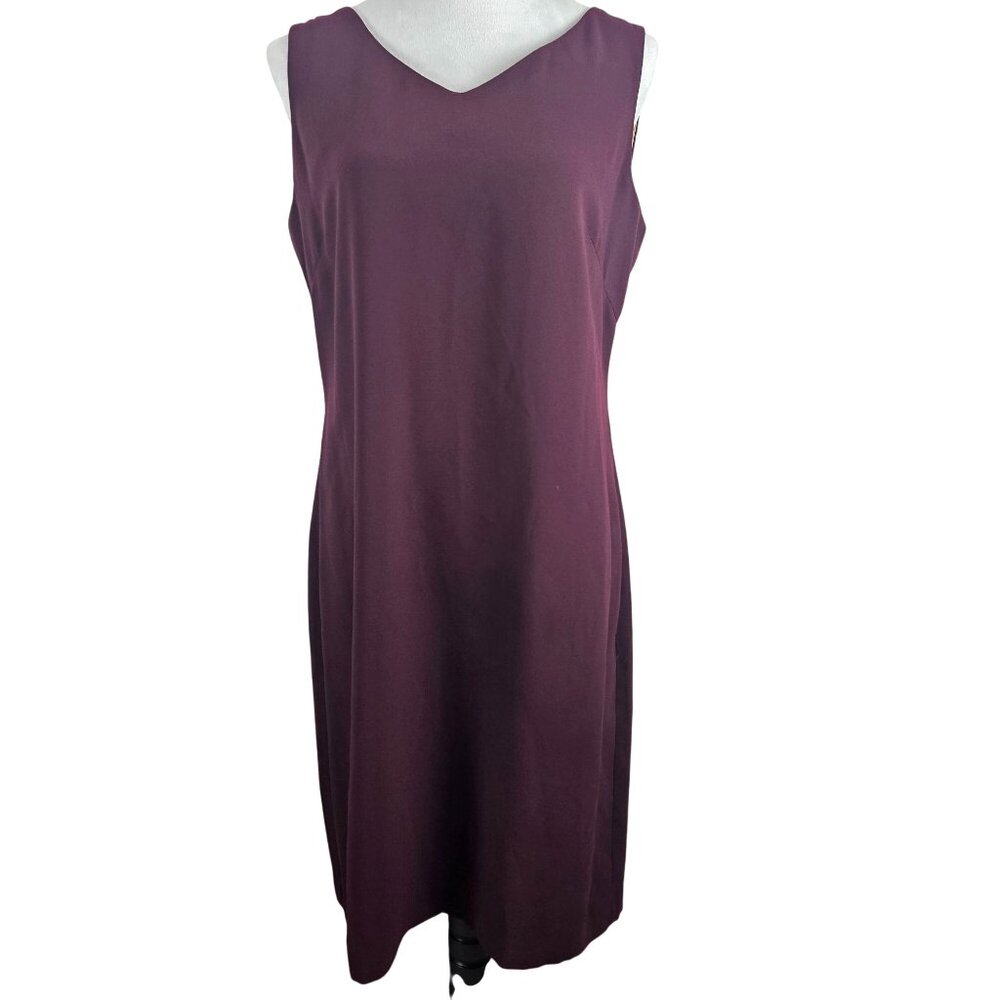 Danny & Nicloe Womens Size 12 Sleeveless Burgundy Dress V-Neck Church Business